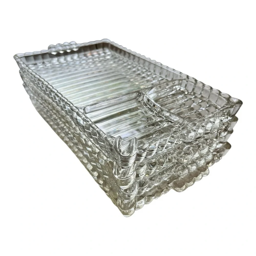 Vintage Bubble Glass Sectioned Organizer Tray